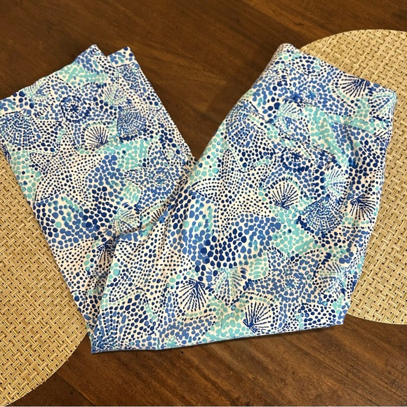 Kim Rogers Aqua and Navy Patterned capris - Picture 2 of 5